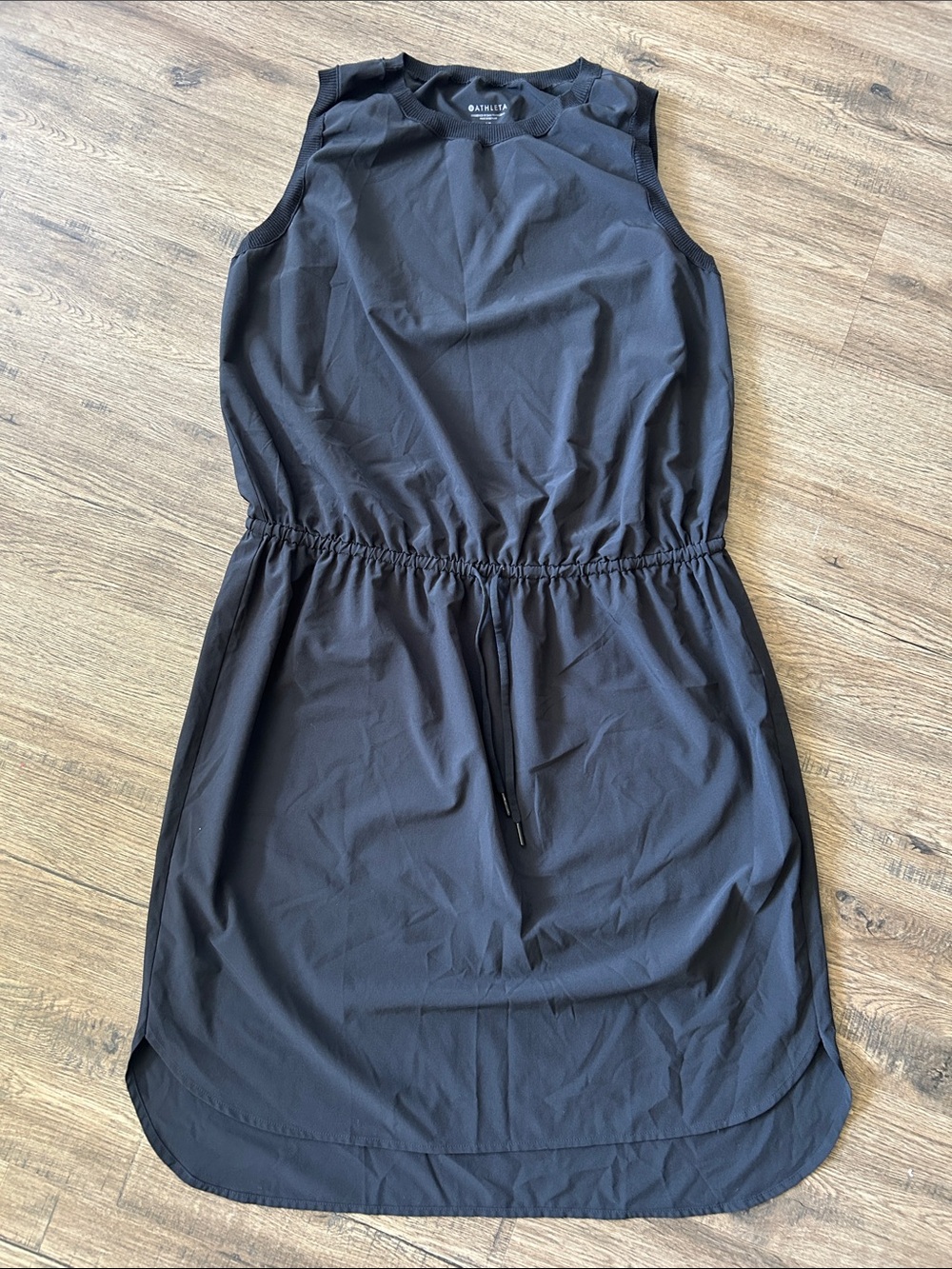 Athleta|Black Sleeveless Elastic Drawstring Waist Active Dress sz Large Tall